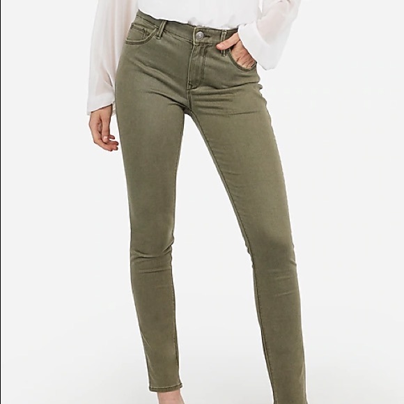 Express Olive Supersoft Skinny Jeans - Picture 1 of 4